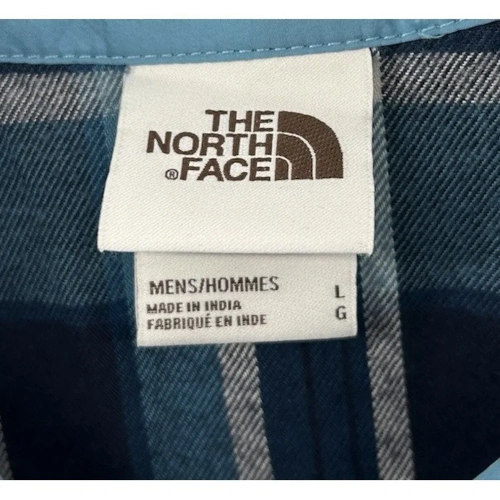 The North Face Plaid Flannel Button Down Long Sleeve Shirt Blue Men's‎ Large